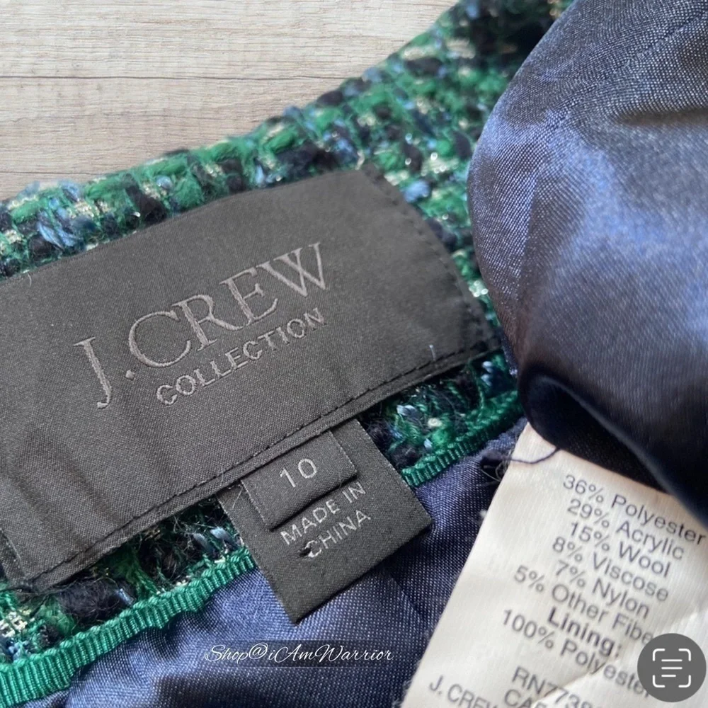 J.Crew Collection jeweled emerald + navy tweed blazer/jacket *shop@iamwarrior